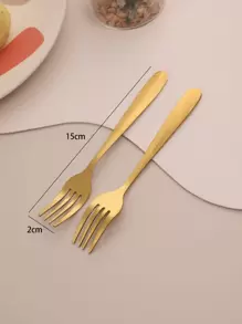 6pcs/Set Stainless Steel Fork, Minimalist Golden Dinner Fork For Household,Kitchen,Christmas Gift