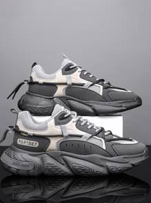 Men Letter Graphic Lace-up Front Chunky Sneakers - Multicolor - View 2