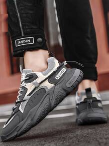 Men Letter Graphic Lace-up Front Chunky Sneakers - Multicolor - View 3