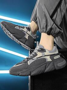 Men Letter Graphic Lace-up Front Chunky Sneakers - Multicolor - View 5