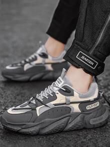 Men Letter Graphic Lace-up Front Chunky Sneakers - Multicolor - View 7