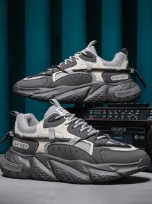 Men Letter Graphic Lace-up Front Chunky Sneakers - Multicolor - View 8