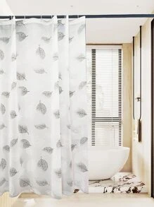 Leaf Bathroom Shower Curtain Set With Hooks - Multicolor - View 4