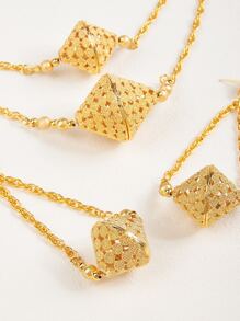 3入組復古項鍊、吊墜和耳環 - 金黃色 - 查看 3