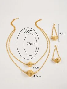 3入組復古項鍊、吊墜和耳環 - 金黃色 - 查看 4