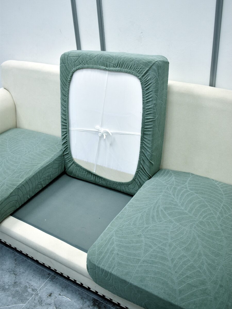 1pc Leaf Pattern Waterproof Stretchy Sofa Seat Cover - Army Green - View 1