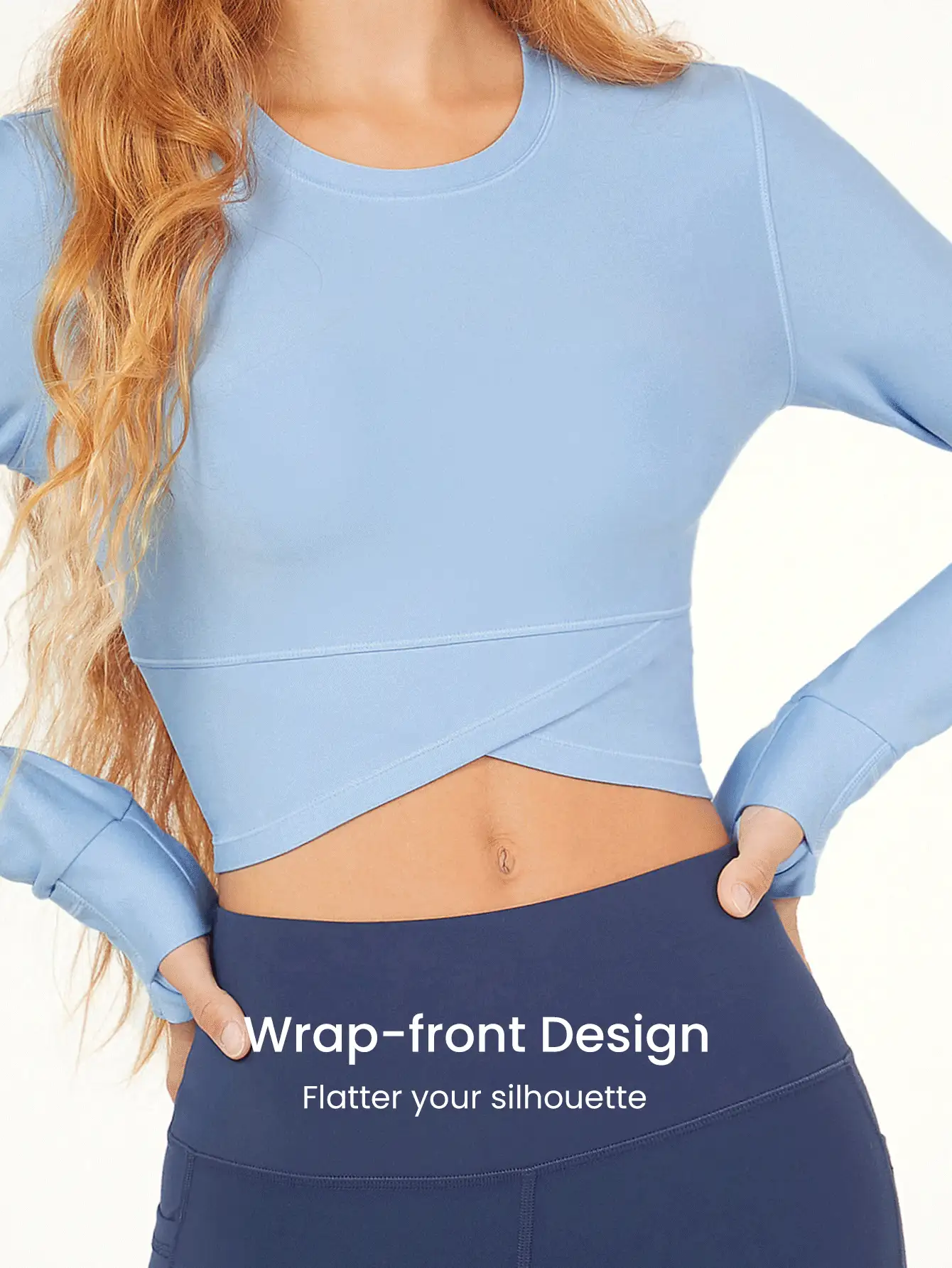 GLOWMODE AirPlush Wrap Crop Top - Baby Blue - View 9