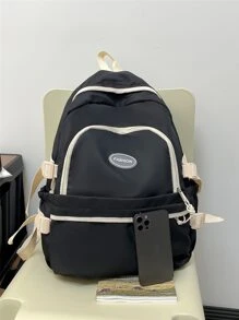 字母貼飾功能背包 - 黑色 - 查看 3