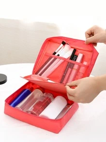 1pc Waterproof Random Color Toiletry Travel Bag, Portable Wash Bag For Travel - Pink - View 2