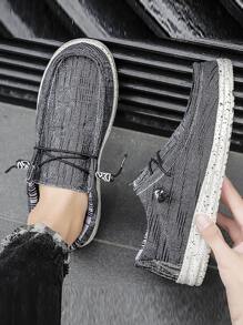 男士系帶設計船鞋 - 深灰色 - 查看 2