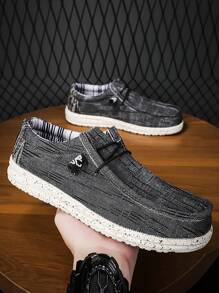 男士系帶設計船鞋 - 深灰色 - 查看 4