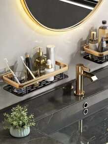 1 pieza Estante de almacenamiento de baño sin perforación montado en la pared - Multicolor - Ver 5