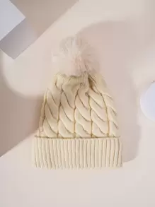 件男女通用冬季滑雪帽，Y2K 風格，戶外針織帽，溫暖時尚，適合日常通勤 - 米色 - 查看 8