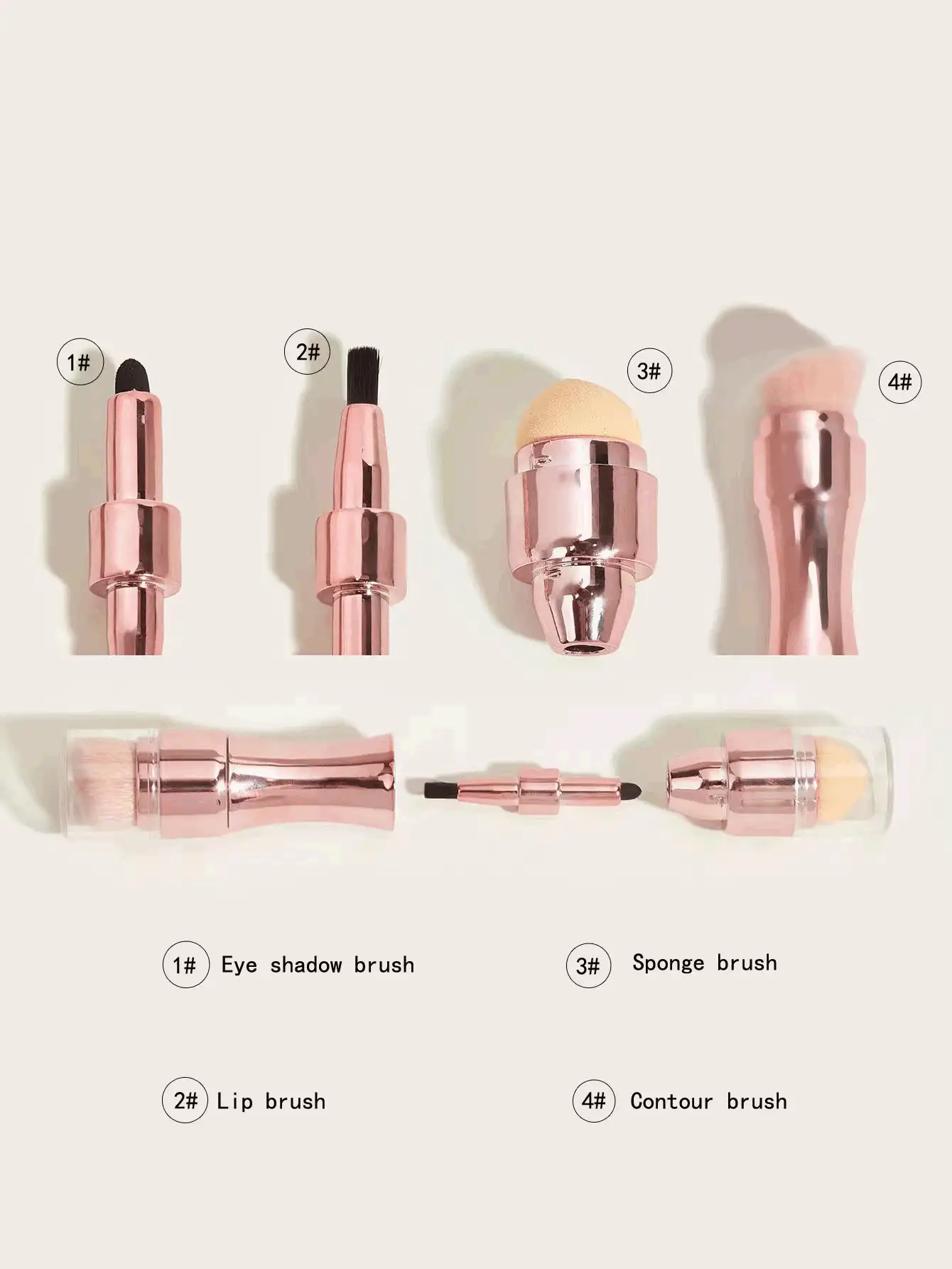 Cọ trang điểm đa năng 4 trong 1, Bộ cọ, Bộ cọ trang điểm, Bộ cọ trang điểm, Bộ trang điểm hoàn chỉnh, Bộ cọ trang điểm, Bộ trang điểm hoàn chỉnh, Bộ cọ, Bộ cọ trang điểm, Bộ quà tặng trang điểm, Bộ - Hoa hồng vàng - Xem 5