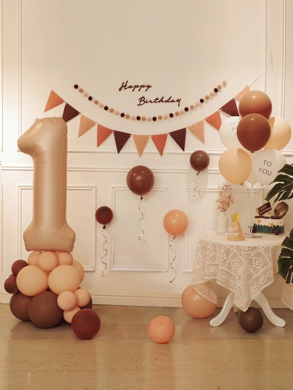42pcs Number Design Balloon & Pull Flag Set