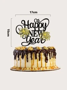 1入組標語圖案蛋糕裝飾 - 彩色 - 查看 3