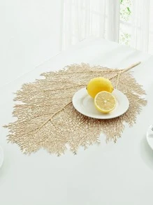 1pc Coral Design Placemat, Gold PVC Table Mat For Dining Table - Gold - View 5
