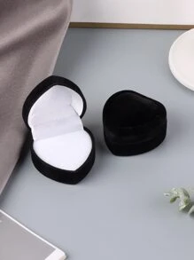 1pc Heart Design Ring Storage Box - Black - View 2