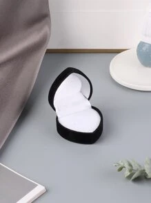 1pc Heart Design Ring Storage Box - Black - View 6