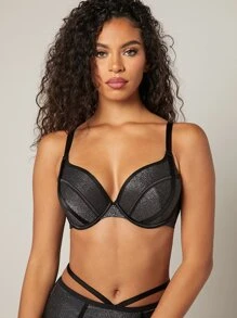 LUVLETTE 内衣 钢圈低胸聚拢文胸 - 黑色 - 查看 8