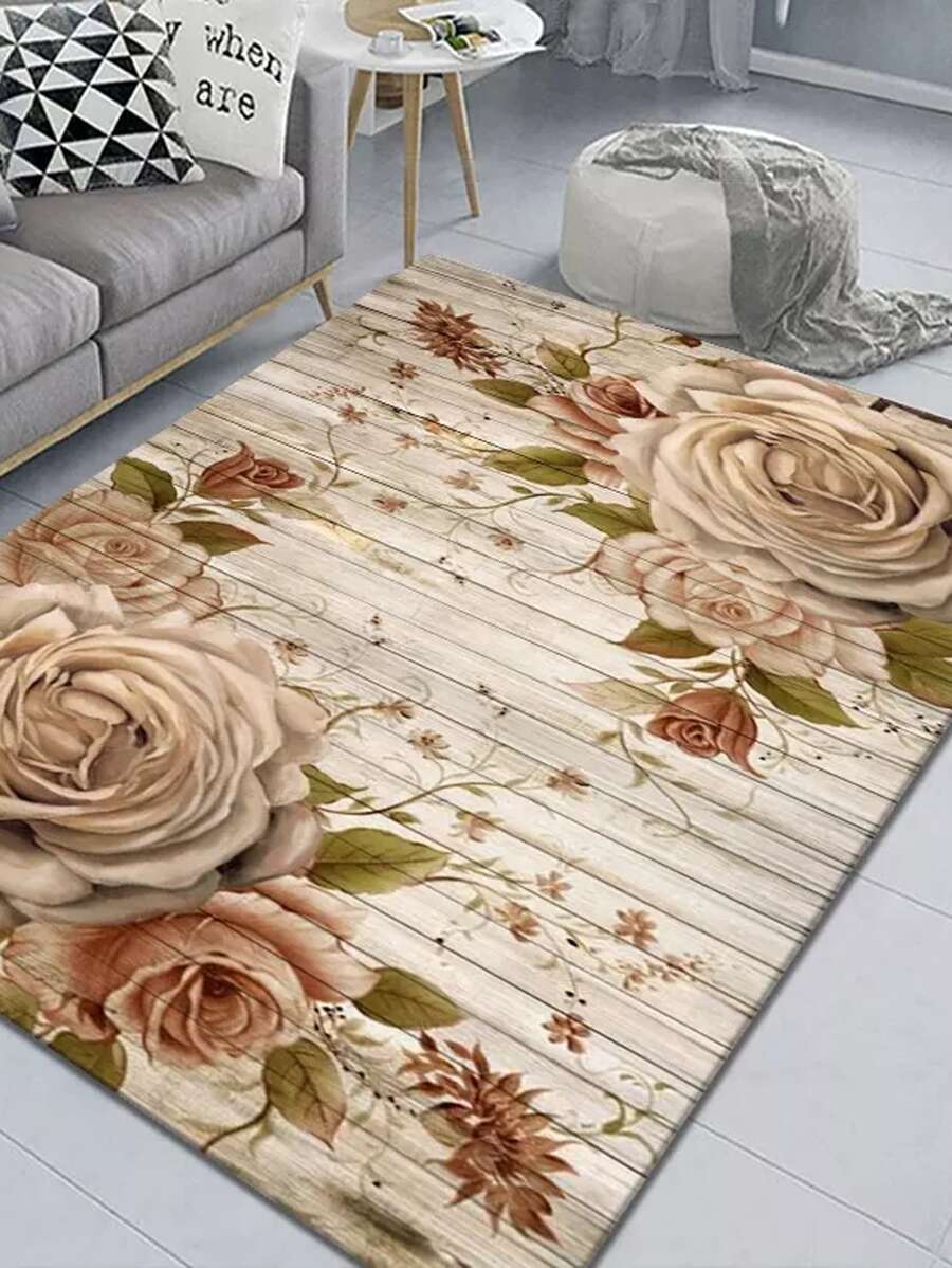 Floral Pattern Anti-Slip Rug ,Room Decor - Multicolor - View 1