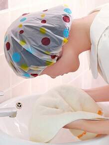 1pc Flower Pattern Waterproof Random Shower Cap, Clear Bath Cap For Bathroom - Multicolor - View 2