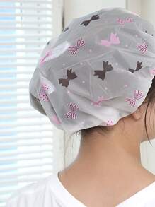 1pc Flower Pattern Waterproof Random Shower Cap, Clear Bath Cap For Bathroom - Multicolor - View 6