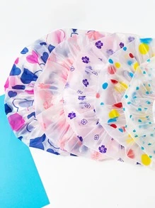 1pc Flower Pattern Waterproof Random Shower Cap, Clear Bath Cap For Bathroom - Multicolor - View 7