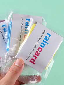 1pc Random Color Clear Portable Raincoat, Disposable Raincard For Outdoor Travel - Multicolor - View 5