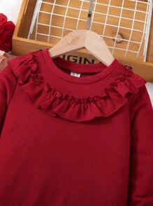 Toddler Girls Ruffle Trim Pullover & Heart Print Leggings - Multicolor - View 3