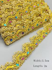 1pc 2m Sequin Decor Fabric DIY Webbing Lace,Glamorous Lace Trim For Curtain Tablecloth Dress Pillow - Multicolor - View 3