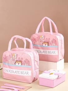 1pc Cartoon Graphic Lunch Bag - Multicolor - View 1