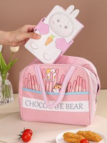 1pc Cartoon Graphic Lunch Bag - Multicolor - View 2