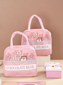 1pc Cartoon Graphic Lunch Bag - Multicolor - View 4