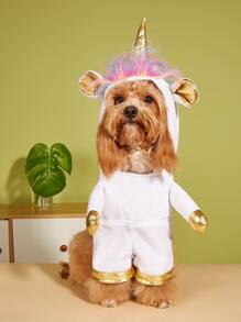 1pc Unicorn Design Pet Costume Halloween Halloween Costumes - White - View 1