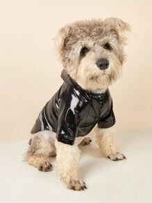 1pc Reflective Striped Pet Raincoat - Black - View 3