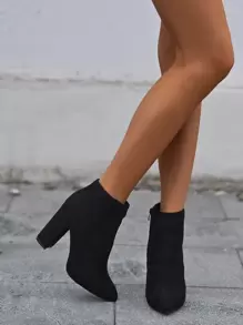 1 Pair Women Fashion Suede Side Zipper High Heel Short Boots,Match Skirt