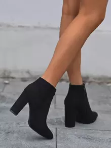 1 Pair Women Fashion Suede Side Zipper High Heel Short Boots,Match Skirt
