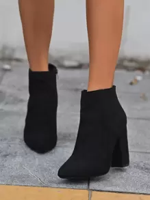 1 Pair Women Fashion Suede Side Zipper High Heel Short Boots,Match Skirt