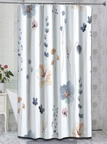 Floral Pattern Shower Curtain Bathroom Decor - Multicolor - View 1