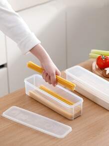 1pc Clear Food Storage Box - White - View 1