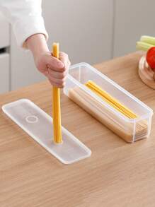 1pc Clear Food Storage Box - White - View 2