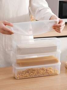 1pc Clear Food Storage Box - White - View 4