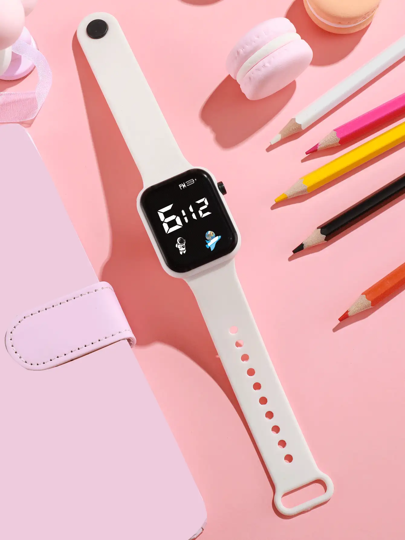 Kids Minimalist Electronic Watch - White - View 2