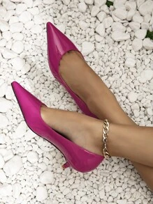 女士極簡人造皮革小貓跟前衛高跟鞋 - 玫紅色 - 查看 4