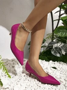 女士極簡人造皮革小貓跟前衛高跟鞋 - 玫紅色 - 查看 5