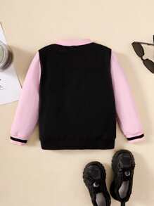 Toddler Girls Letter Graphic Colourblock Varsity Jacket - Multicolor - View 2