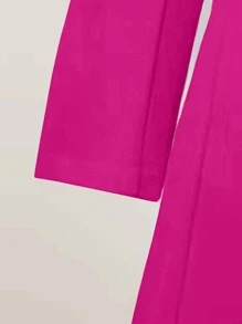 SHEIN Clasi 大碼西裝領雙排釦花呢外套 - 玫紅色 - 查看 3