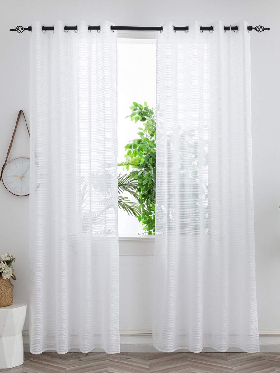 Striped Pattern Single Panel Sheer Curtain