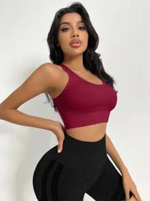 Yoga Basic Crisscross Backless Sports Bra - Rose Red - View 3